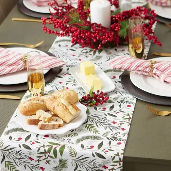 DII&reg; 108" Holiday Sprigs Printed Table Runner {6}