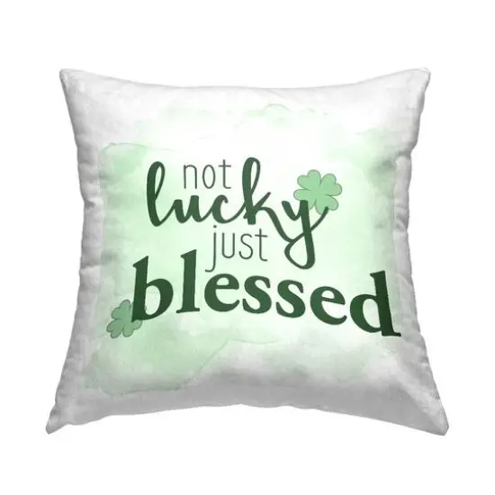 Stupell Industries Not Lucky Just Blessed Shamrock, Not Lucky Just Blessed Shamrock Decorative Printed Throw Pillow {1}