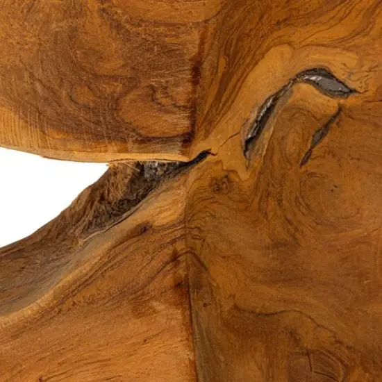 Hello Honey&reg; 15.75" Natural Round Textured Teakwood Bowl {6}