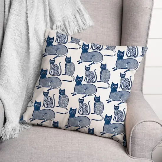 Blue Cat Pattern 18" x 18" Throw Pillow {4}
