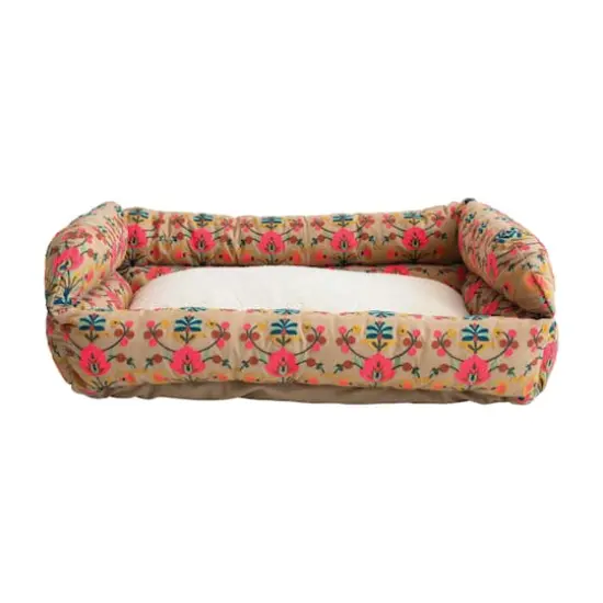 Hello Honey® 39" Multicolor Floral Cotton & Sherpa Pet Bed {1}