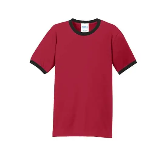 Port & Company&reg; Core Cotton Ringer Tee Red/Jet Black {1}