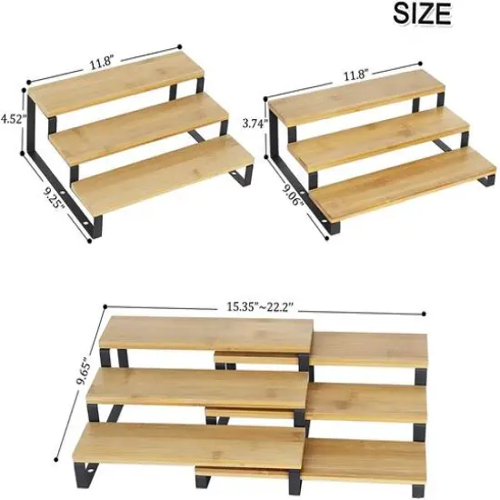 Natural 3-Tier Expandable Step Spice Rack for Kitchen Cabinet, 4ct. {3}