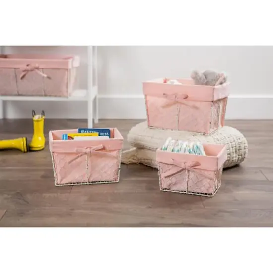 DII&reg; Chicken Wire Basket with Liner Set Blush {7}