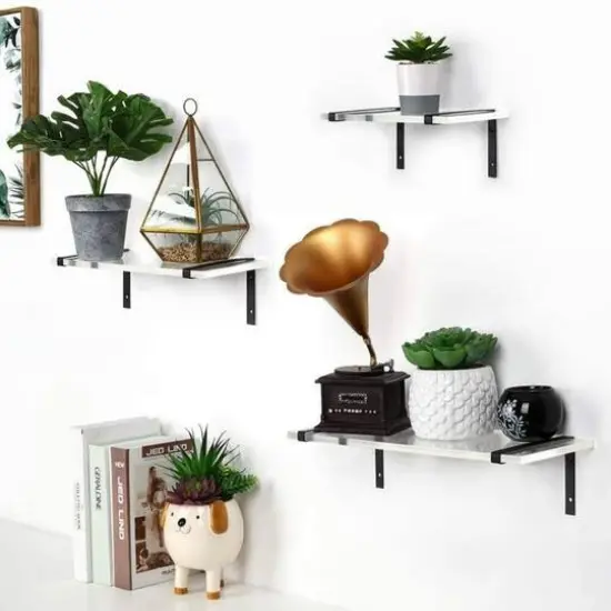 NEX&trade; White Wall Mounted Floating Shelf Set {6}