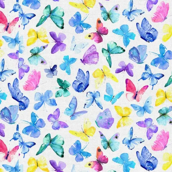 Fabric Editions White Butterflies Cotton Fabric {4}