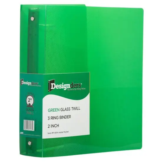 JAM Paper 2" Glass Twill Plastic 3-Ring Binder Green {1}