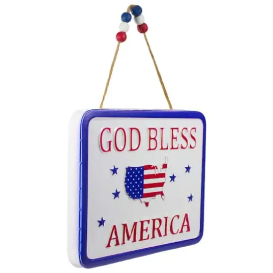 8.75" Metal Patriotic GOD BLESS AMERICA Sign Wall D&eacute;cor {3}