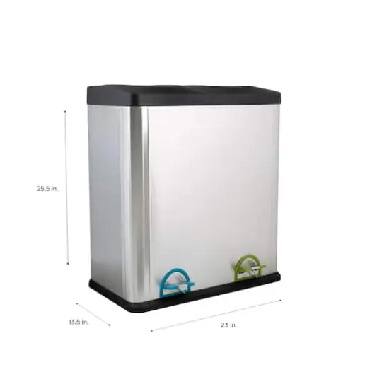 Organize It All Dual Compartment Stainless Recycle Bin {5}