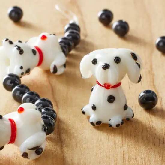 Black & White Dog Glass Lampwork Beads, 20mm by Bead Landing&trade; {3}