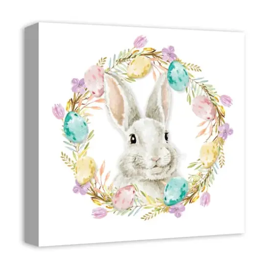Easter Bunny Wreath 16" x 16" Canvas Wall Art {3}
