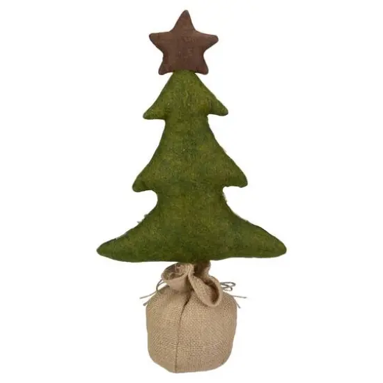 17.5" Tan & Green Rustic Multi-Fabric Standing Christmas Tree Tabletop D&eacute;cor {5}