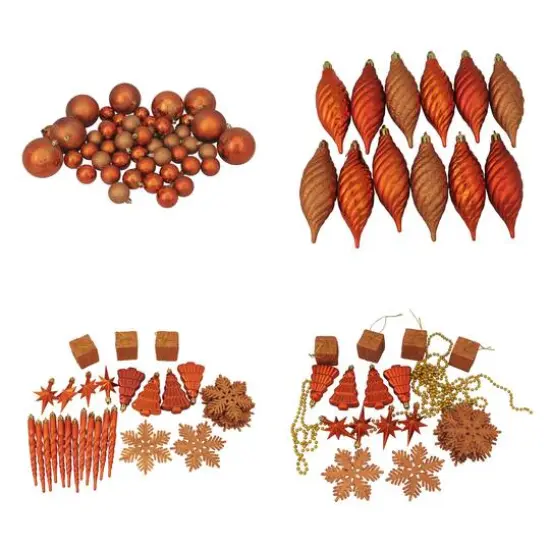 125ct. 4-Finish Burnt Orange Shatterproof Ornaments {6}
