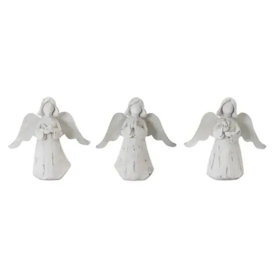 6.25" White Resin Angel Set {1}