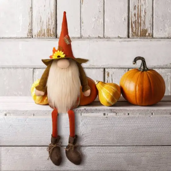 Glitzhome&reg; 24" Fall Fabric Gnome Shelf Sitter Accent {3}