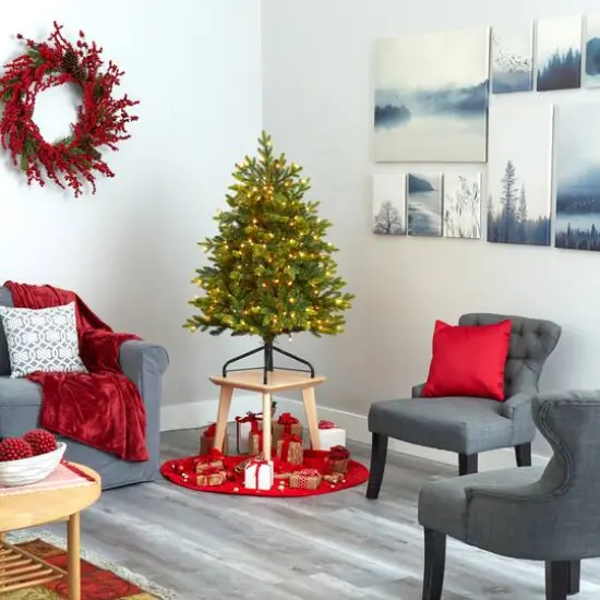 4ft. Pre-Lit North Carolina Fir Artificial Christmas Tree, Clear LED Lights {7}