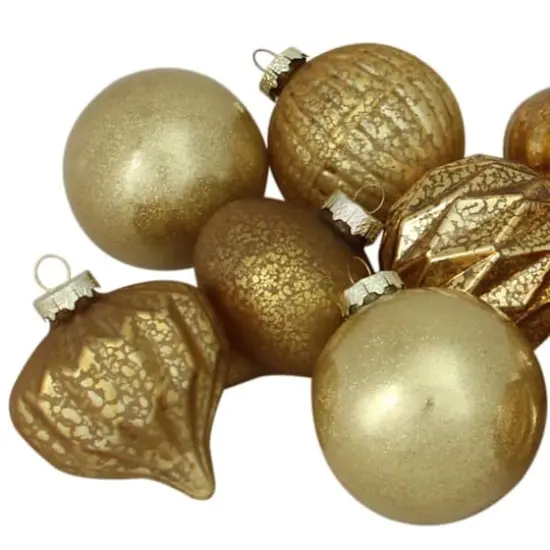 12ct. 3-Finish Shades of Gold Glass Ornaments {6}