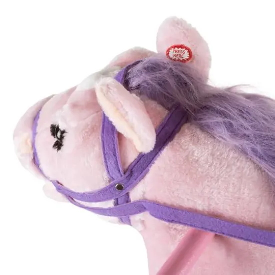 Toy Time Pink Plush Spring Rocking Horse Ride-On {6}