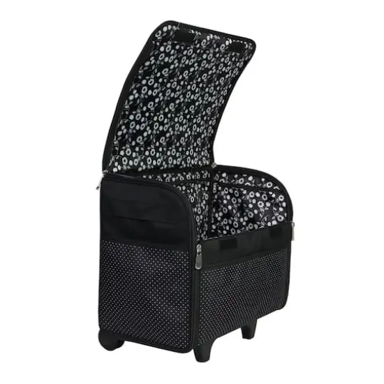 Everything Mary Collapsible Black Pin Dot Rolling Sewing Machine Tote {8}