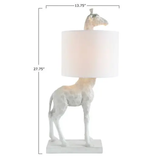 Hello Honey&reg; 28" White Resin Giraffe Table Lamp with Linen Shade {6}