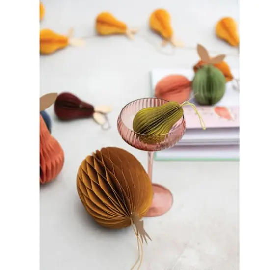 Hello Honey&reg; 5" Handmade Recycled Paper Honeycomb Pineapple Ornament with Glitter Edge Set {3}