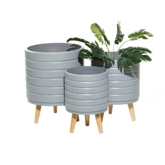 Set of 3 Grey MgO Contemporary Planter 14", 16", 18" {1}