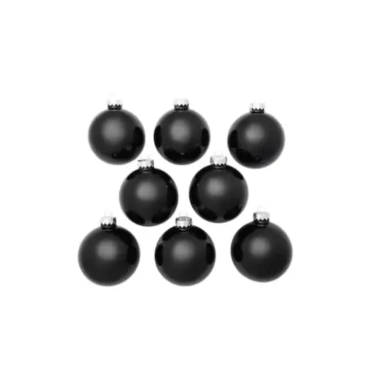Whitehurst 8ct. 3.25" Shiny Glass Ball Ornaments Black Shiny {3}