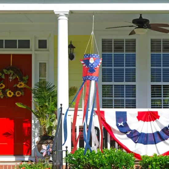 Glitzhome&reg; 60" Patriotic Eagle Windsock {3}