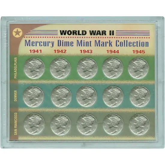 World War II Silver Mercury Dime Mint Mark Collection {3}