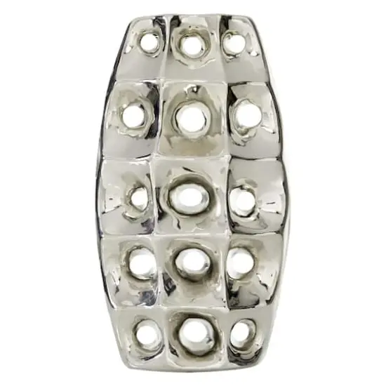 Silver Ceramic Modern Vase, 14" x 8" x 4" {1}