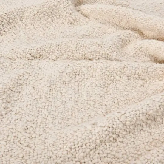 Hello Honey&reg; Cream Cotton Blend Boucl&eacute; Throw with Fringe {4}