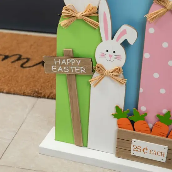 Glitzhome&reg; 29.75" Easter Wooden Bunny Family Porch D&eacute;cor {5}