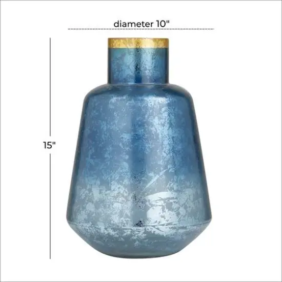 Blue Glass Coastal Vase, 14" x 10" x 10" {7}