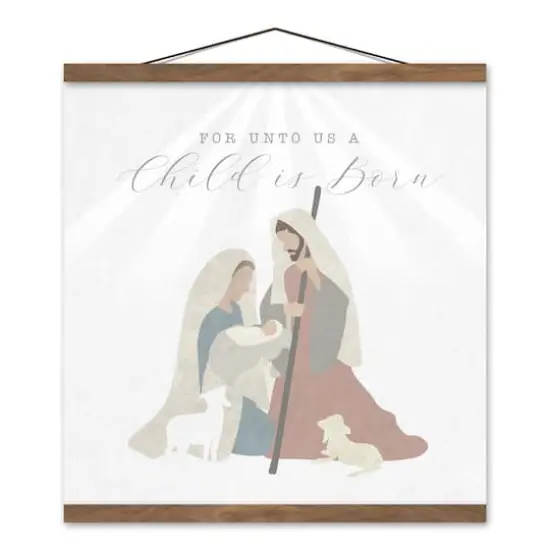 Nativity Child 16x16 Teak Hanging Canvas {1}