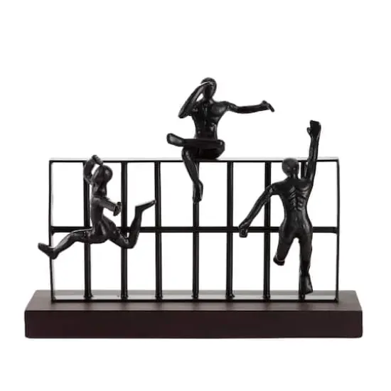 Black Metal Contemporary Sculpture, Climbing 10" x 14" x 9" {1}