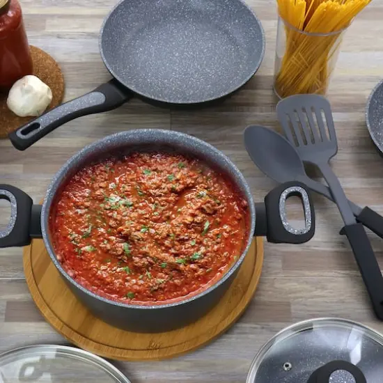 Oster 10-Piece Black and Gray Speckle Nonstick Aluminum Cookware Set {9}