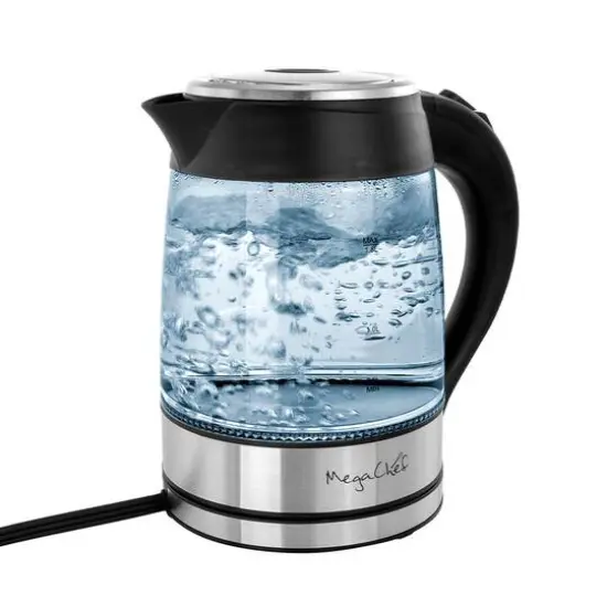 MegaChef 1.8L Glass Body & Stainless Steel Electric Tea Kettle {11}