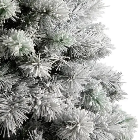 6ft. Pre-Lit Flocked Oregon Pine Artificial Christmas Tree, Clear Lights {6}