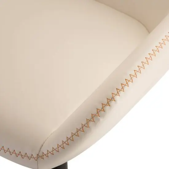 Glitzhome® Mid-Century Leatherette Gaslift Adjustable Swivel Bar Stool Set Coconut Milk {7}