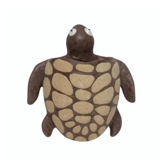 Hello Honey&reg; 8" Brown Stoneware Turtle Wall Planter {1}