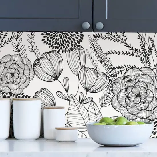 NuWallpaper Black Secret Garden Peel & Stick Wallpaper {4}