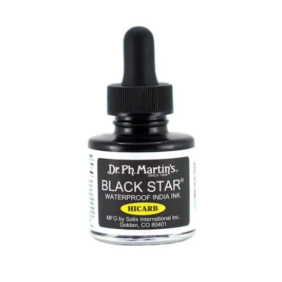 Dr. Ph. Martin's&reg; Black Star&reg; Waterproof India Ink, Hicarb {1}