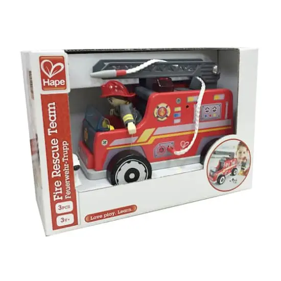 Hape Wood Fire Truck Playset {4}