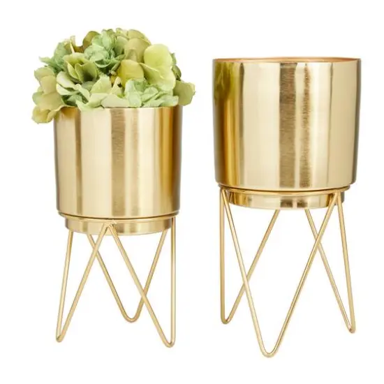 Gold Modern Planter, Set of 2" 6", 6" {6}