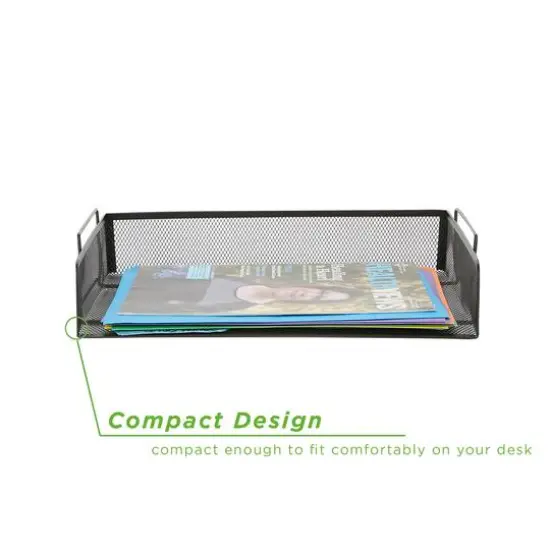 Mind Reader Stackable Metal Mesh Tray & Desk Document Organizer Set Black {6}