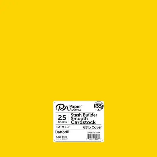 PA Paper™ Accents Stash Builder 12" x 12" 65lb. Smooth Cardstock, 25 Sheets Daffodil {1}
