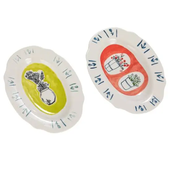 Hello Honey&reg; 8" Flower Styles Stoneware Platter Set {5}