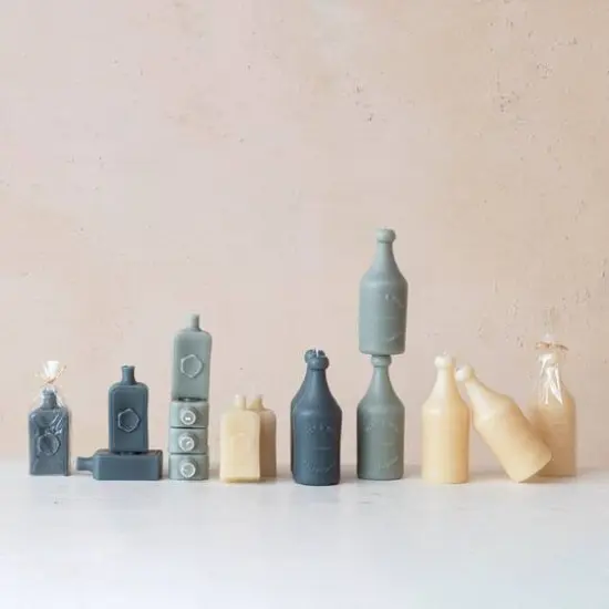 Hello Honey® Unscented Embossed Bottle-Shaped Candle Gray {3}