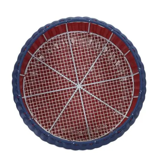 Household Essentials 9" Metal Woven Storage Ottoman Red Stripe {6}