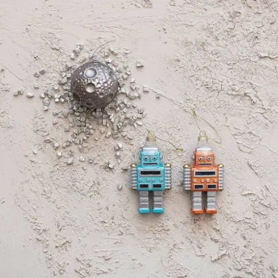 Hello Honey&reg; 2.75" Silver Round Glass Moon Ornament with Glitter {3}